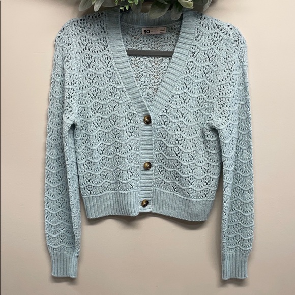 SO Goods For Life Long Sleeve Light Blue Knit Button Front Cardigan S - Picture 1 of 16